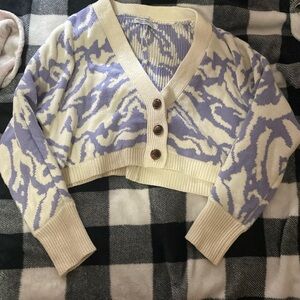 Arizona Jean Company Cream and Purple Cardigan